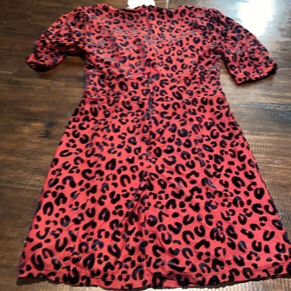 Burgundy Velvet Leopard Mini Dress Buddy Love Small - Picture 8 of 10